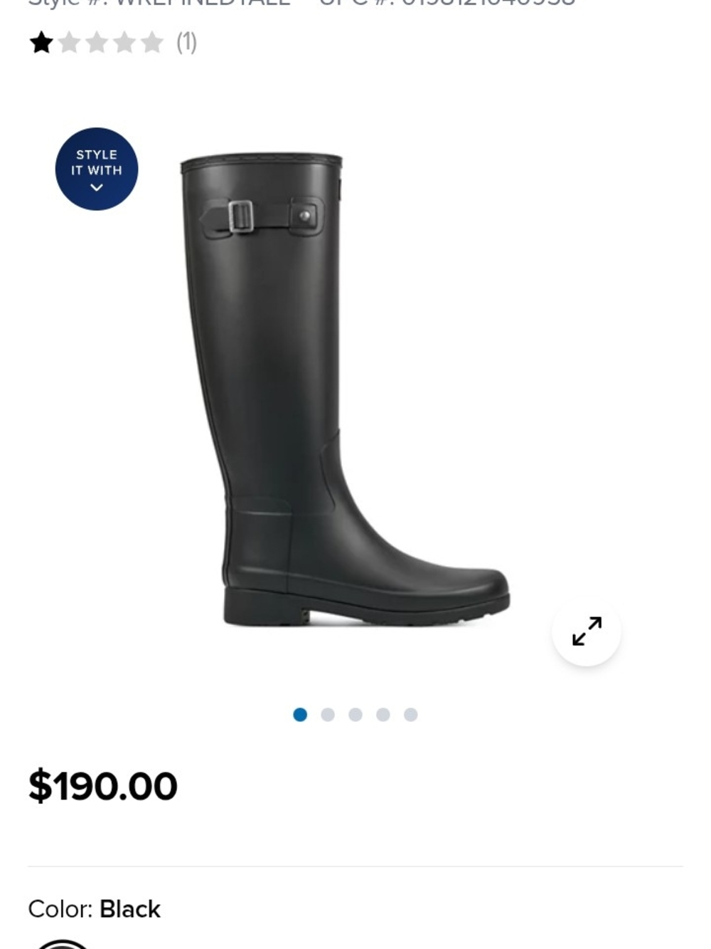 Hunter Black Women's Tall Rain Boots with Adjustable Buckle